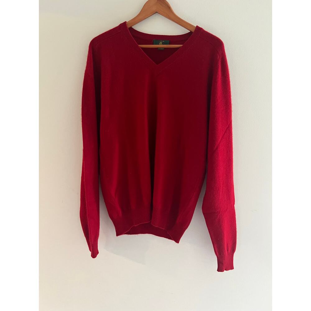 Club Room 100% Cashmere V-Neck Sweater True Red Size Small JL